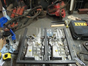 Mounting the transaxles on the steel frame