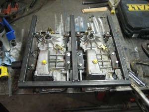 Mounting the transaxles on the steel frame